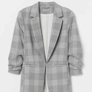 H&M 3/4 SLEEVE PLAID BLAZER